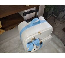 Mala de Rodinhas Branco Pérola com Azul Bebê - 41985