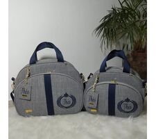 Kit Personalizado Linho cinza com azul marinho - 75644