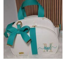  Bolsa G Personalizada Branca com Azul Tiffany