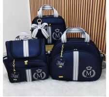  Bolsas para Bebe Personalizadas Azul Marinho com Cinza